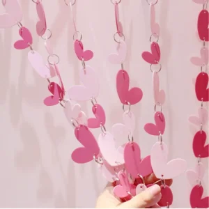 Rose Heart Pink Beaded Curtains