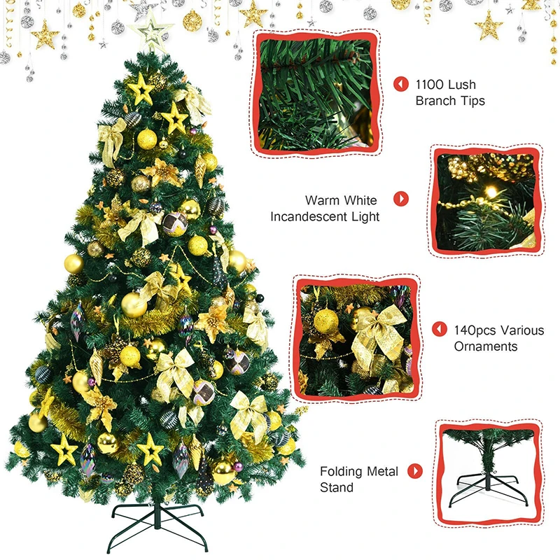 Verdant Leaves Artificial Christmas Tree Pre-Lit LED - Image 2