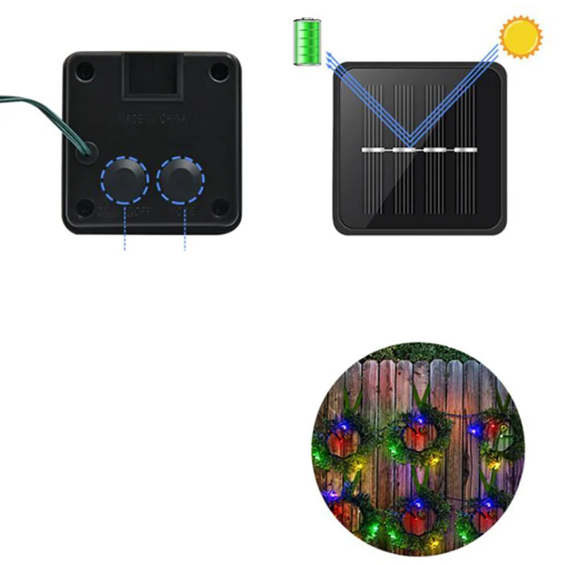 24 LED Outdoor Christmas Wreath with Solar Lights - Image 4