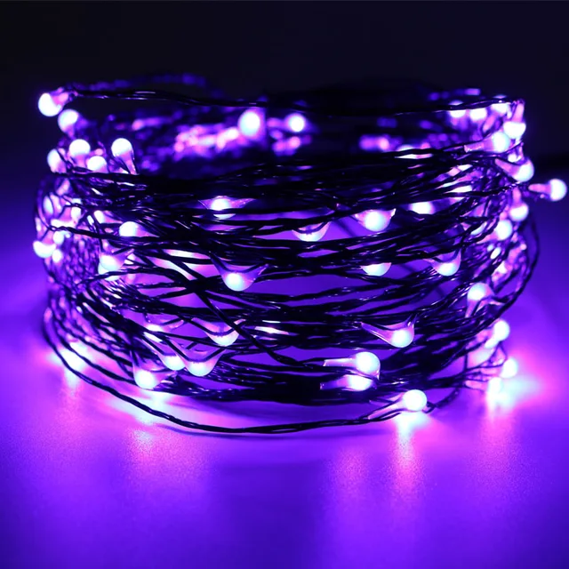 10M 100 LED Halloween Lights Orange and Purple - Image 2