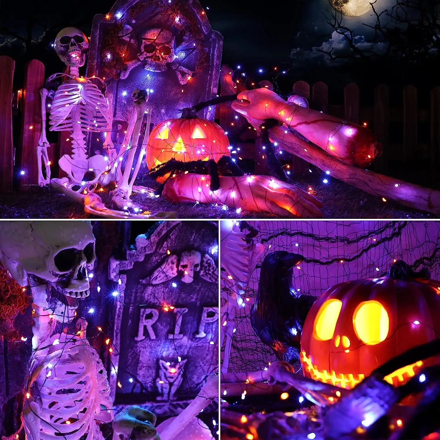 2pcs Orange and Purple LED Lights for Halloween - Image 3