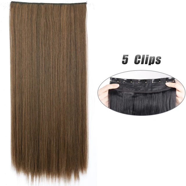 Synthetic 5 Clip-In Hair Extensions | Long Straight Hairstyle Hairpiece - Image 56
