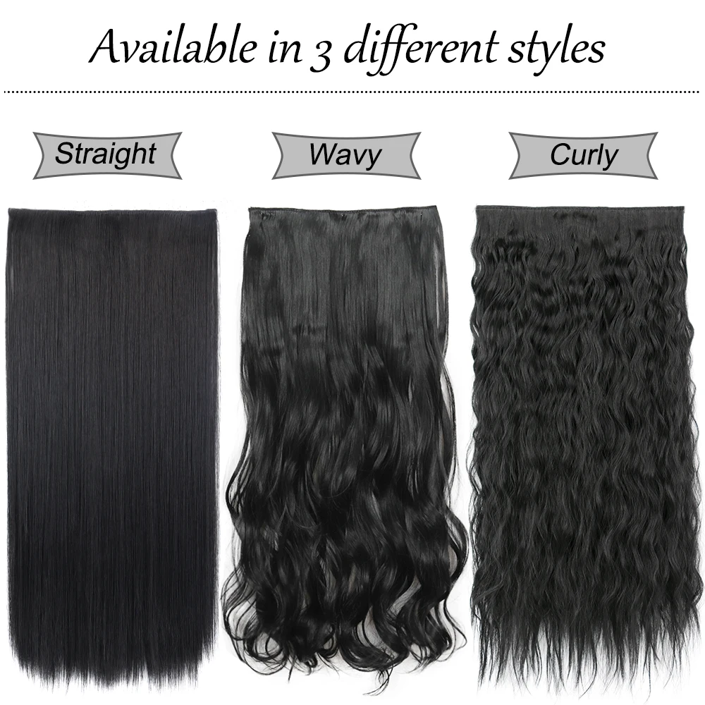 Synthetic 5 Clip-In Hair Extensions | Long Straight Hairstyle Hairpiece - Image 65
