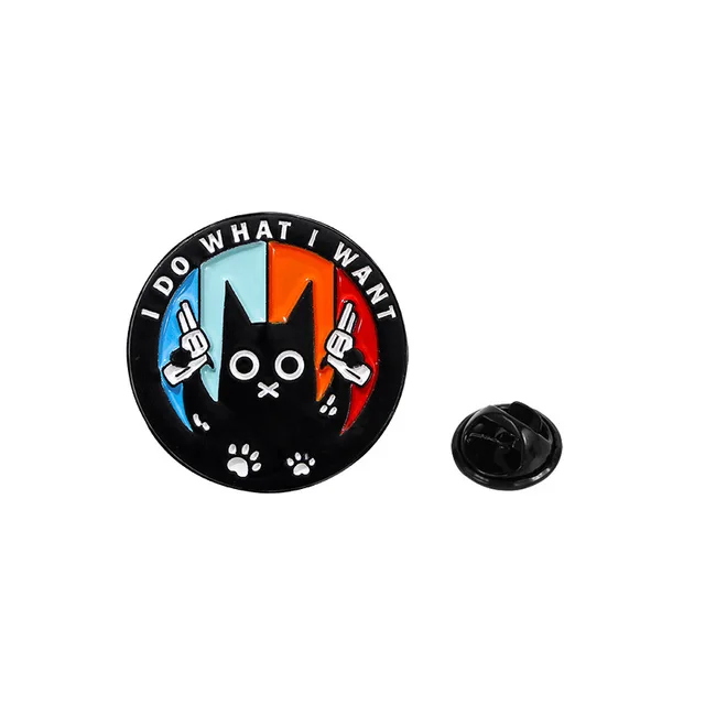 Cute Colorful Cartoon Black Cat Enamel Pin - Image 3