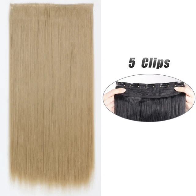 Synthetic 5 Clip-In Hair Extensions | Long Straight Hairstyle Hairpiece - Image 53