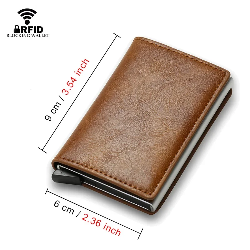 Vintage Brown Leather RFID Card Holder Wallet - Image 25