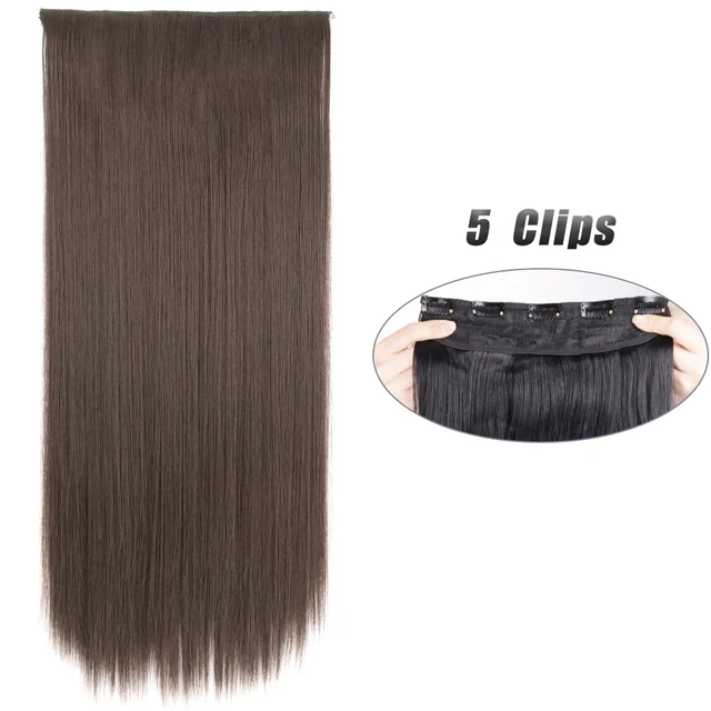Synthetic 5 Clip-In Hair Extensions | Long Straight Hairstyle Hairpiece - Image 55
