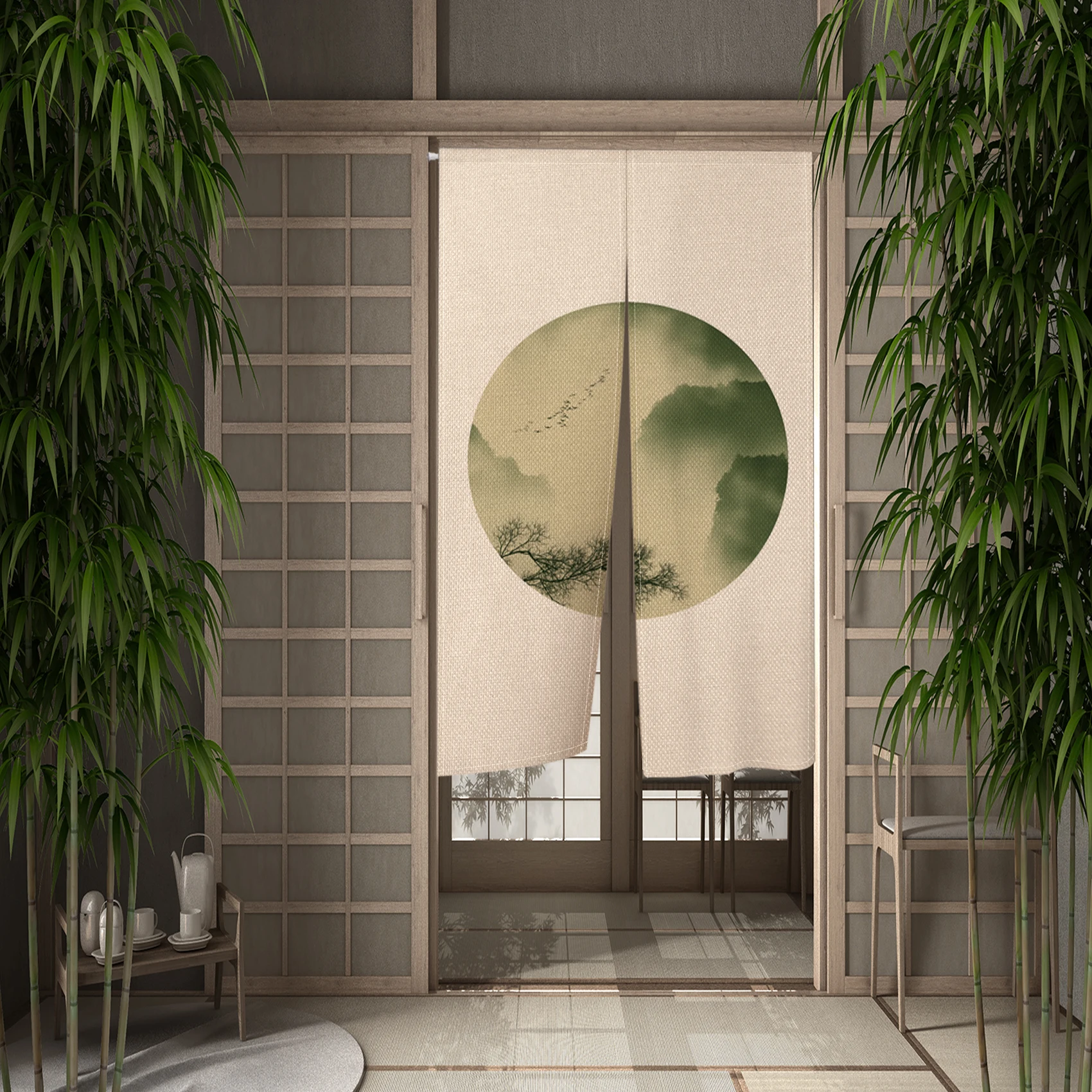 Japan Door Red Sun Circle Curtains - Image 11