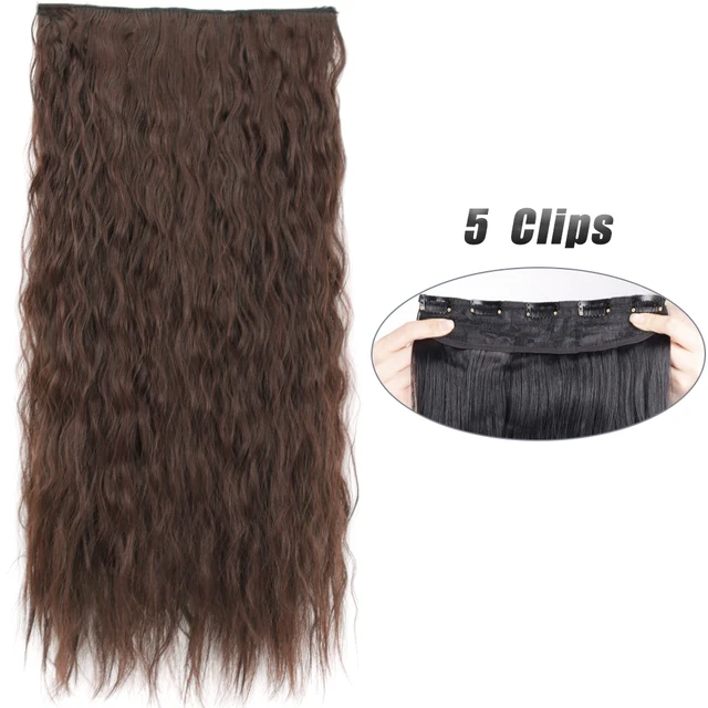 Synthetic 5 Clip-In Hair Extensions | Long Straight Hairstyle Hairpiece - Image 9