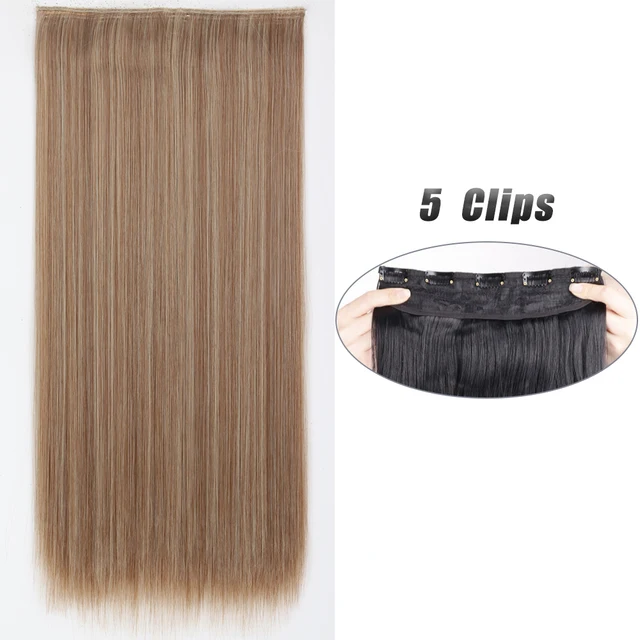 Synthetic 5 Clip-In Hair Extensions | Long Straight Hairstyle Hairpiece - Image 46
