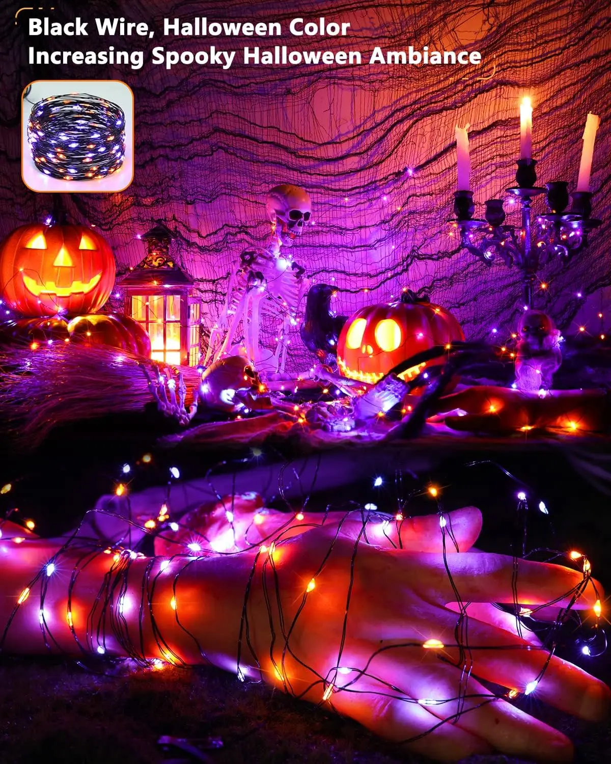 2pcs Orange and Purple LED Lights for Halloween - Image 4