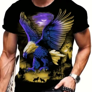 Men's Plus Size 3D Eagle T-Shirt | Fashionable Summer Short Sleeve Top