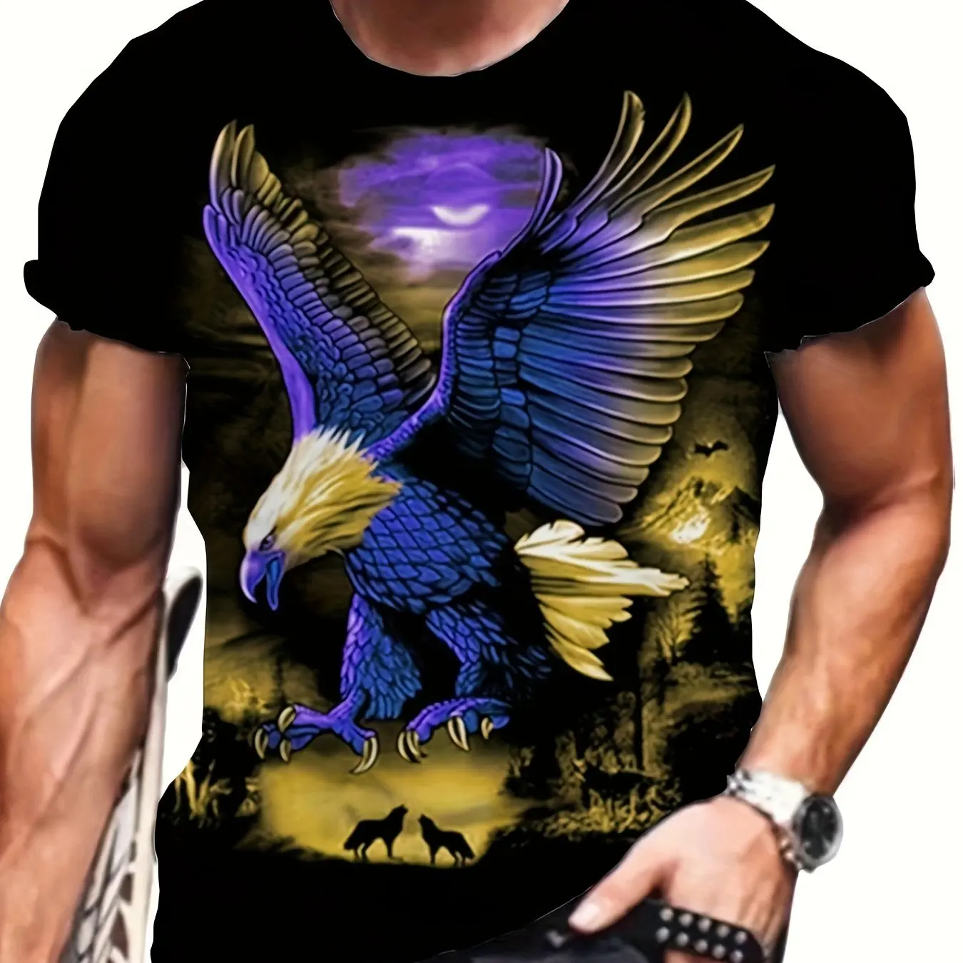 Men's Plus Size 3D Eagle T-Shirt | Fashionable Summer Short Sleeve Top