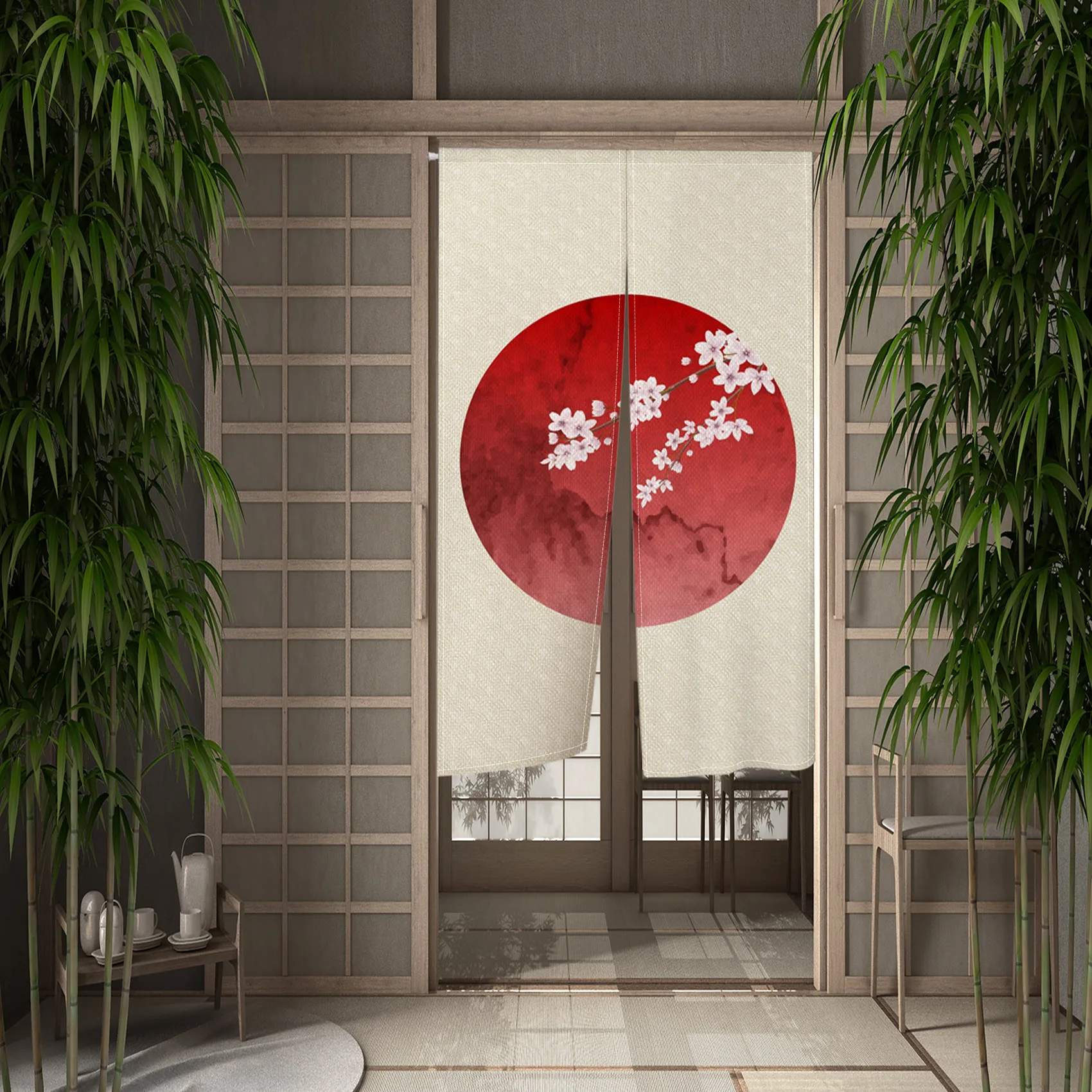 Japan Door Red Sun Circle Curtains - Image 13