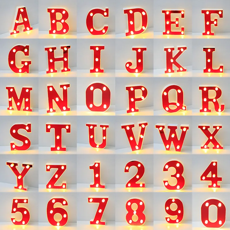Alphabets Red and White Lights Christmas