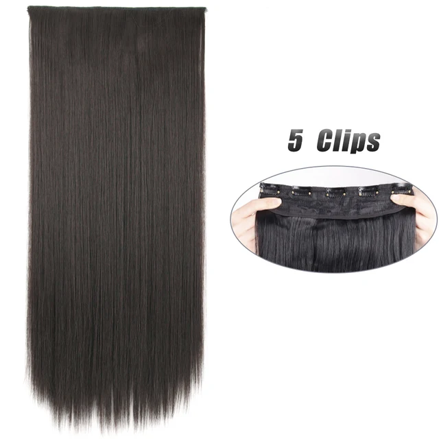 Synthetic 5 Clip-In Hair Extensions | Long Straight Hairstyle Hairpiece - Image 61