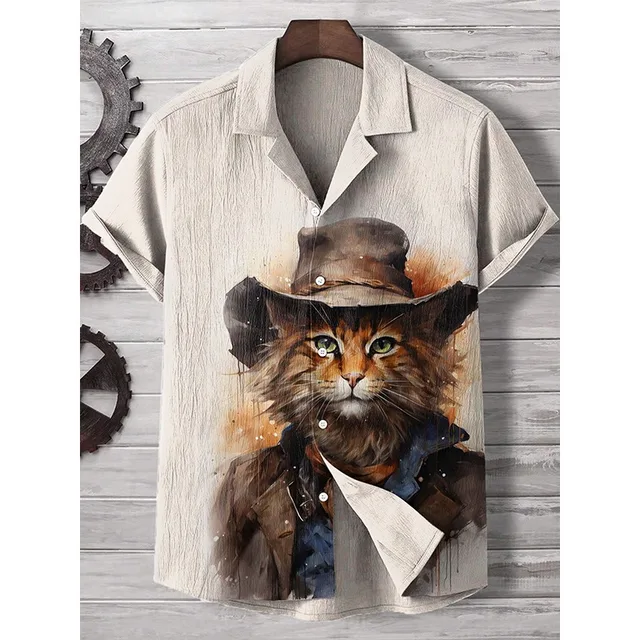 Men's Sakura Tree Samurai Button Down Cat Shirt - Image 4