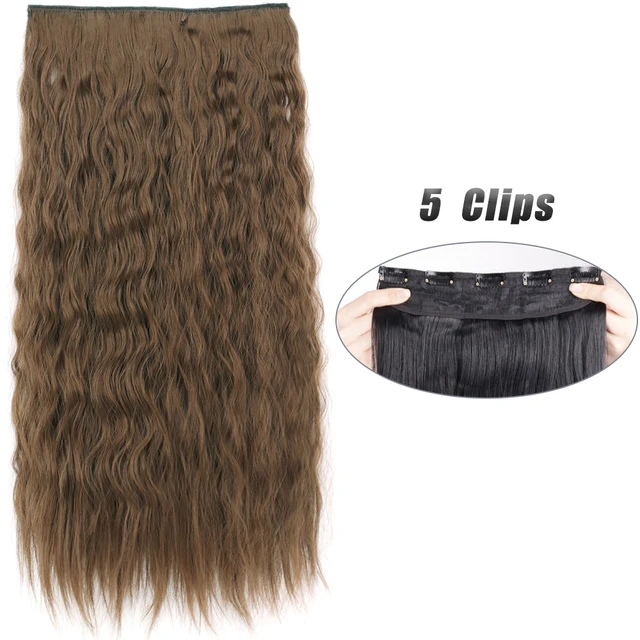 Synthetic 5 Clip-In Hair Extensions | Long Straight Hairstyle Hairpiece - Image 11