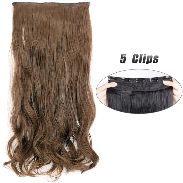 Synthetic 5 Clip-In Hair Extensions | Long Straight Hairstyle Hairpiece - Image 34
