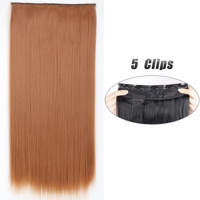Synthetic 5 Clip-In Hair Extensions | Long Straight Hairstyle Hairpiece - Image 45