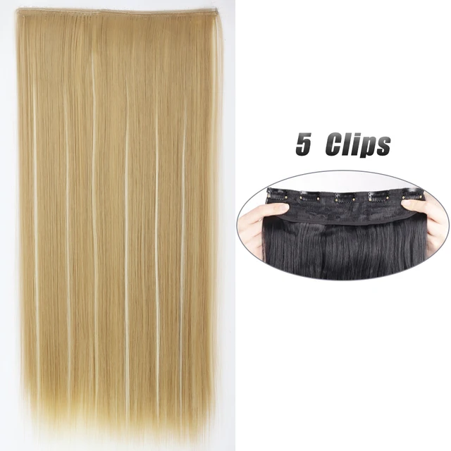 Synthetic 5 Clip-In Hair Extensions | Long Straight Hairstyle Hairpiece - Image 50