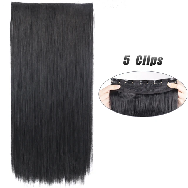 Synthetic 5 Clip-In Hair Extensions | Long Straight Hairstyle Hairpiece - Image 62