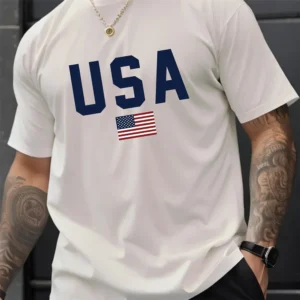 Men's Alphabet Pattern Crew Neck T-Shirt | Casual Summer Short Sleeve Tee