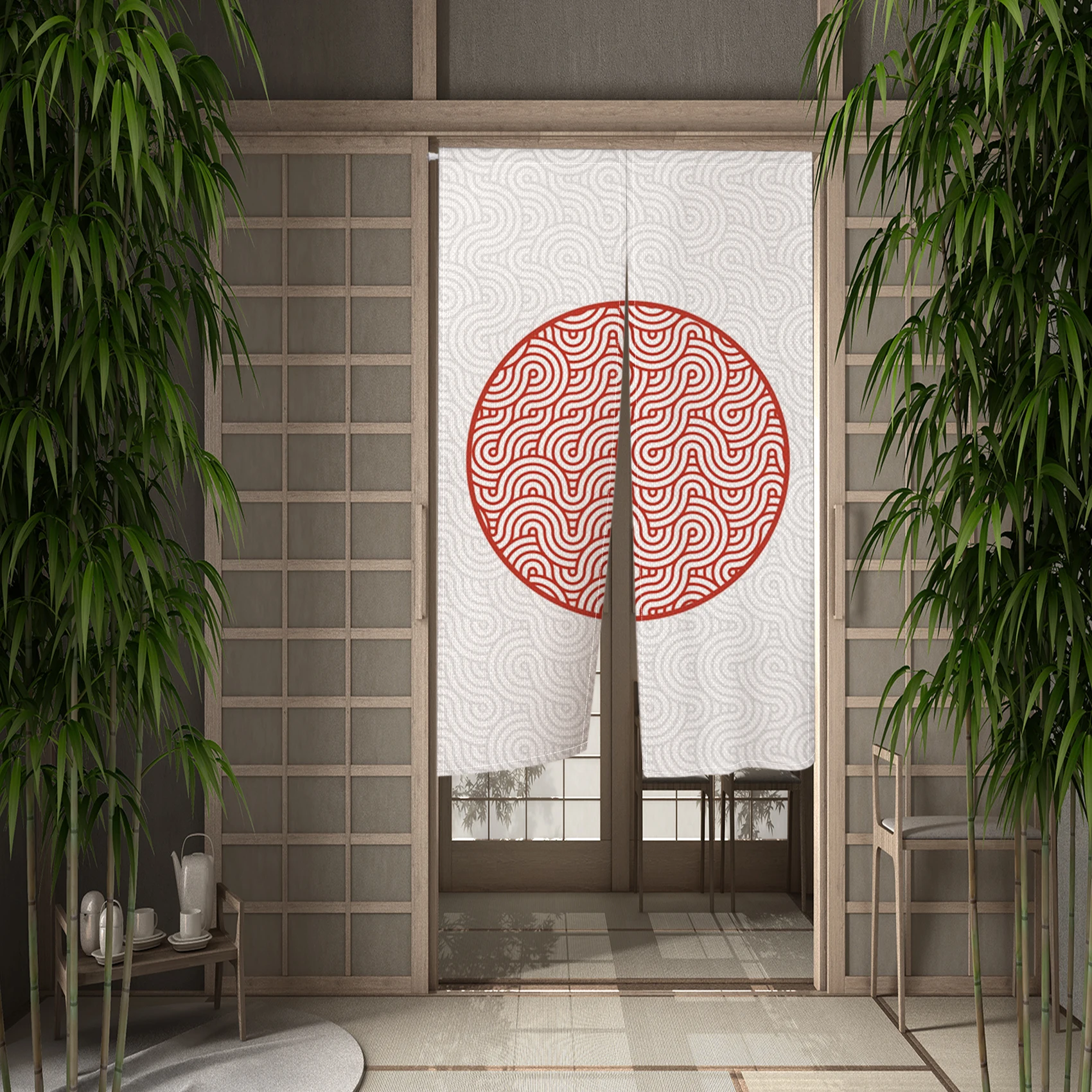 Japan Door Red Sun Circle Curtains - Image 14