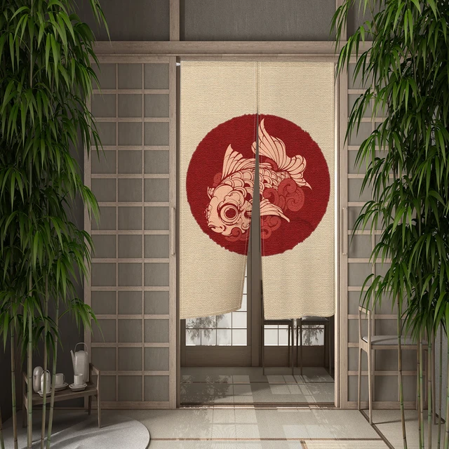 Japan Door Red Sun Circle Curtains - Image 2
