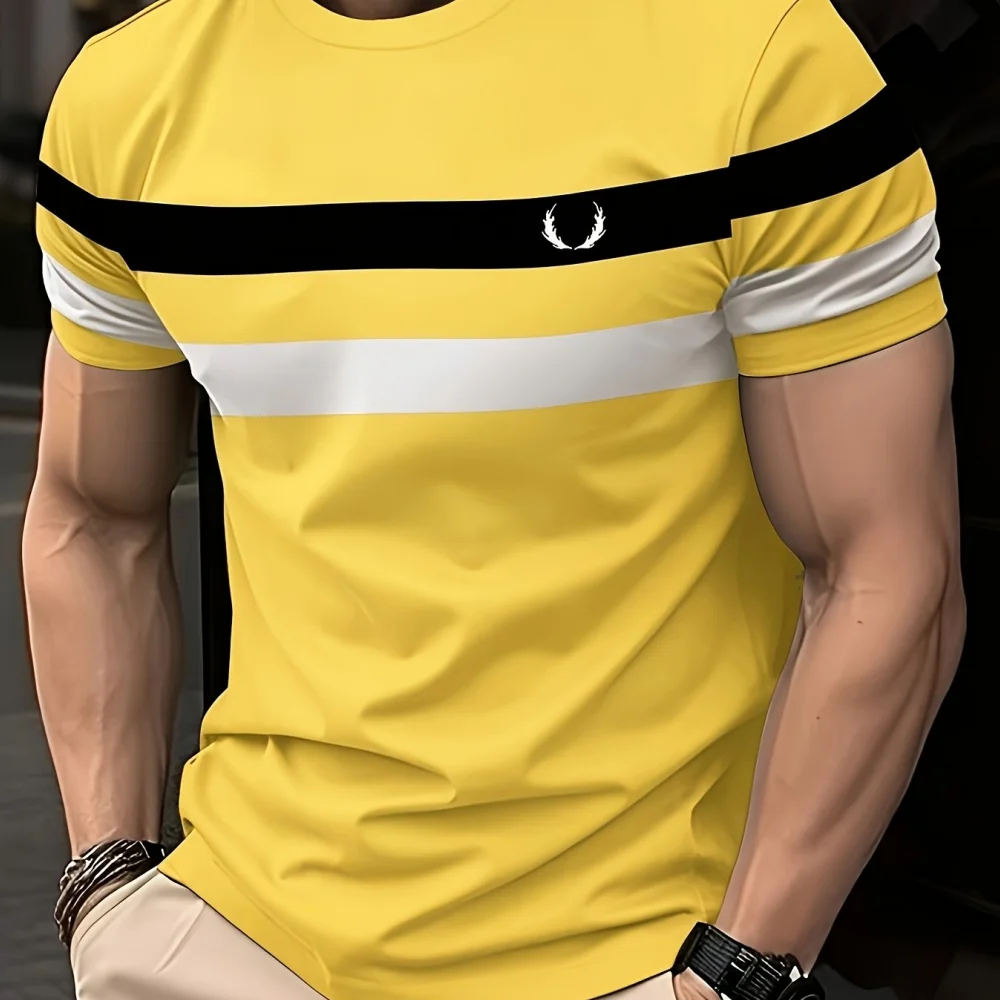 Men’s Striped Print T-Shirt | Funny Casual O-Neck Summer Sports Tee - Image 3