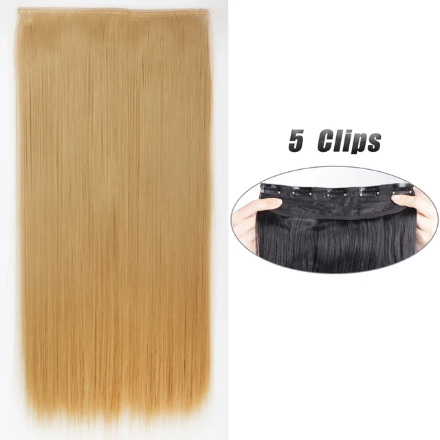 Synthetic 5 Clip-In Hair Extensions | Long Straight Hairstyle Hairpiece - Image 49