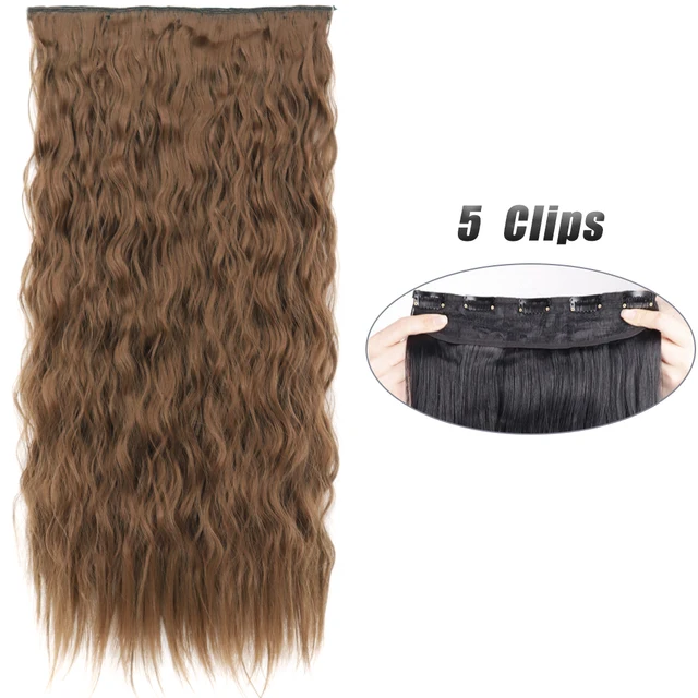 Synthetic 5 Clip-In Hair Extensions | Long Straight Hairstyle Hairpiece - Image 13