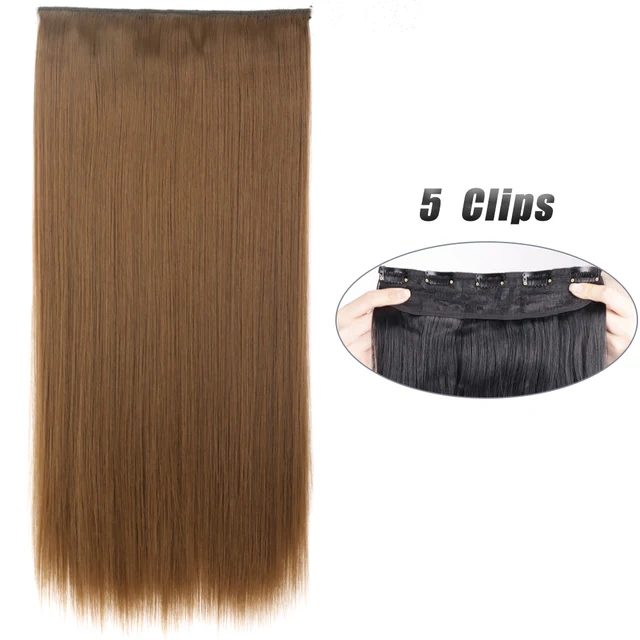 Synthetic 5 Clip-In Hair Extensions | Long Straight Hairstyle Hairpiece - Image 60