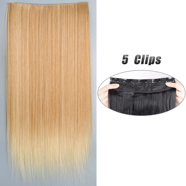 Synthetic 5 Clip-In Hair Extensions | Long Straight Hairstyle Hairpiece - Image 41