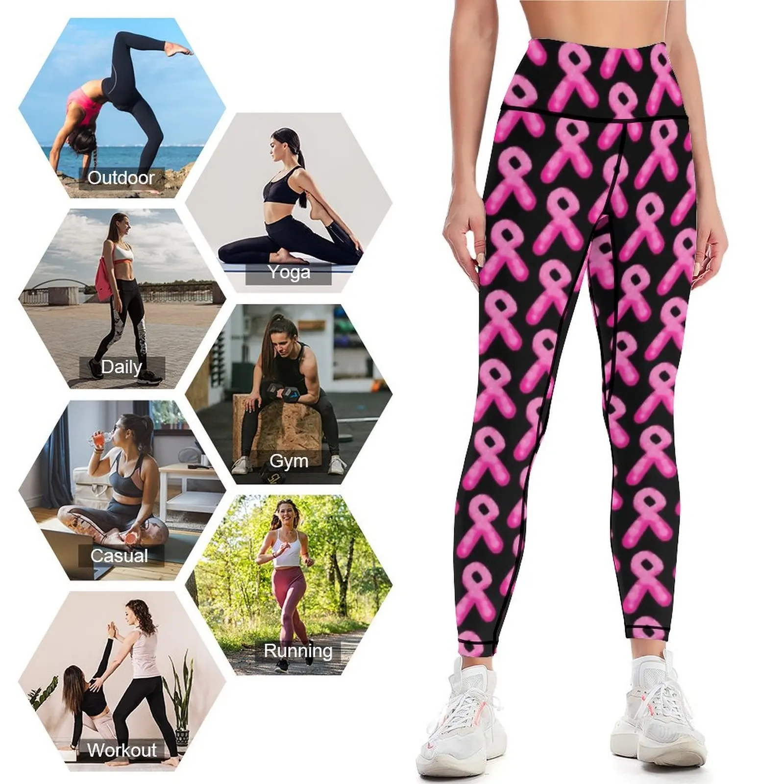 Pink Breast Cancer Yoga Pants - Image 4