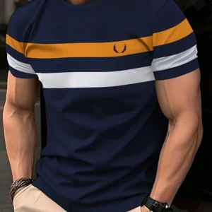 Men’s Striped Print T-Shirt | Funny Casual O-Neck Summer Sports Tee