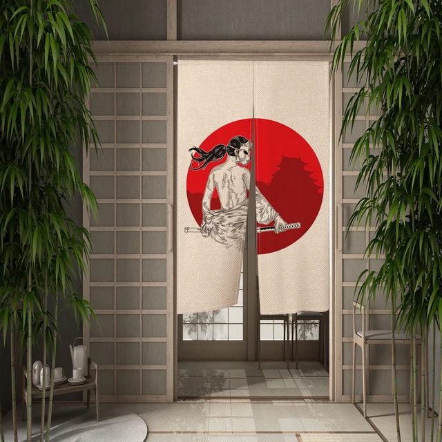 Japan Door Red Sun Circle Curtains - Image 4