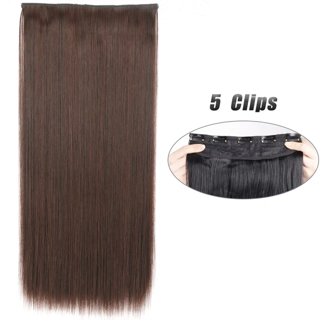 Synthetic 5 Clip-In Hair Extensions | Long Straight Hairstyle Hairpiece - Image 57