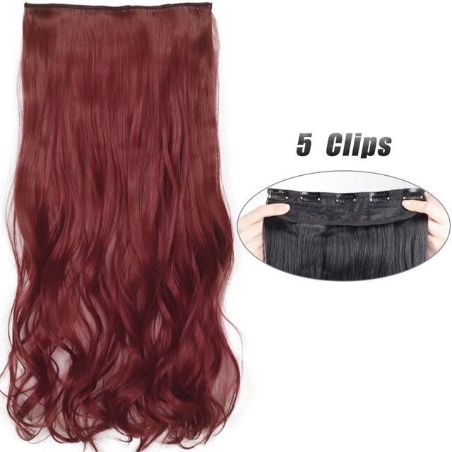 Synthetic 5 Clip-In Hair Extensions | Long Straight Hairstyle Hairpiece - Image 19
