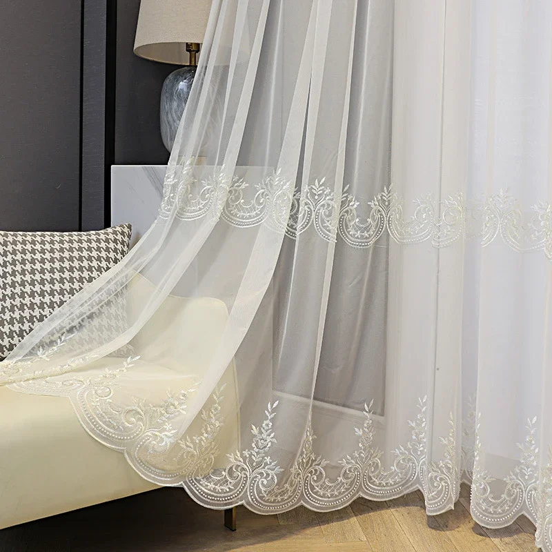 2pcs White Embroidered with Pearl Curtains - Image 5