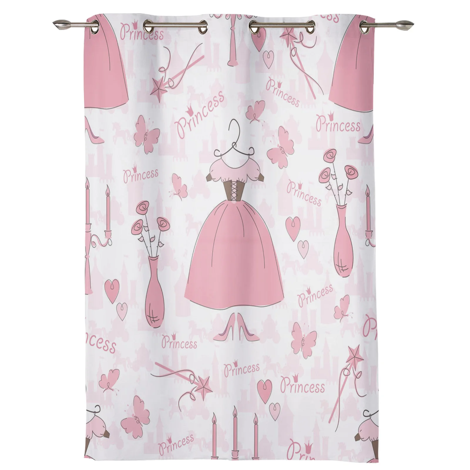 Pink Flowers Dress Curtains - Image 6
