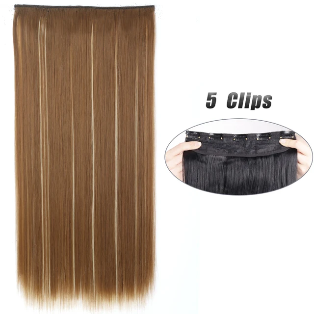 Synthetic 5 Clip-In Hair Extensions | Long Straight Hairstyle Hairpiece - Image 54