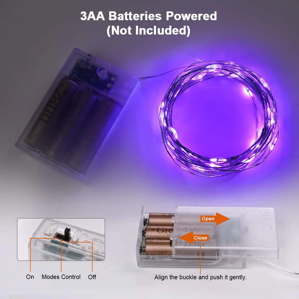 Copper Wire LED Halloween Lights Purple - Image 7