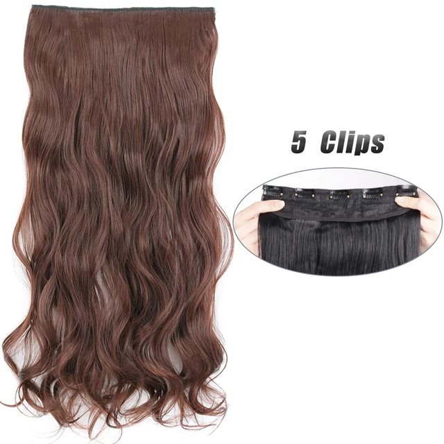 Synthetic 5 Clip-In Hair Extensions | Long Straight Hairstyle Hairpiece - Image 24