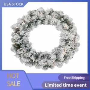 24-Inch Heavily Flocked Holiday Lighting Madison Pine Wreath