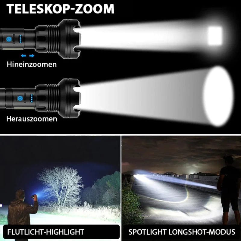 LED Rechargeable Tactical Laser Flashlight 90000 High Lumens - Image 6
