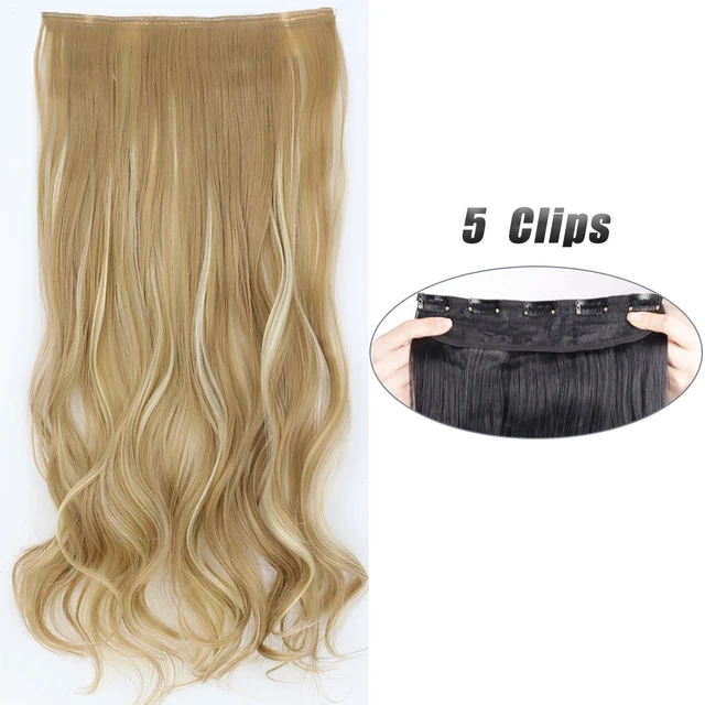 Synthetic 5 Clip-In Hair Extensions | Long Straight Hairstyle Hairpiece - Image 20
