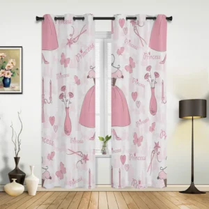 Pink Flowers Dress Curtains