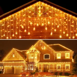 Snowflake Mini Christmas Lights on House LED