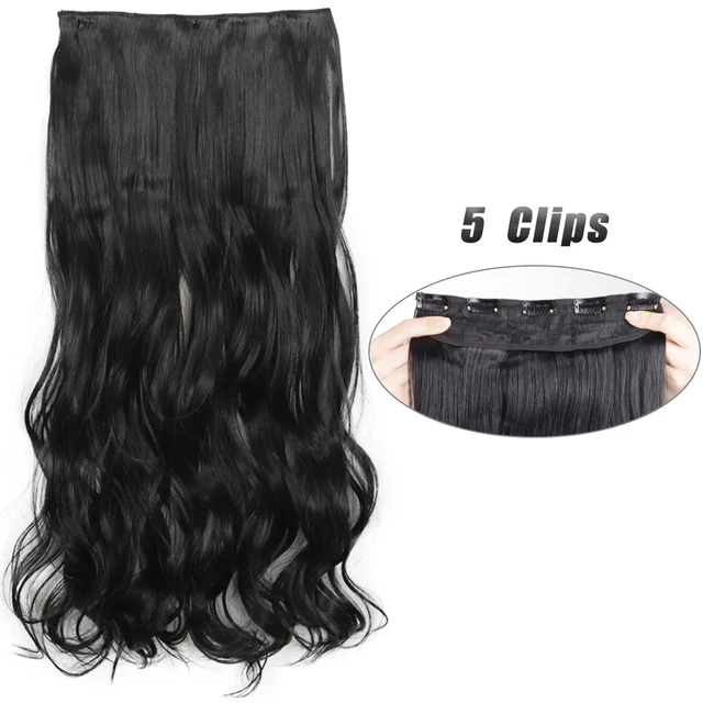Synthetic 5 Clip-In Hair Extensions | Long Straight Hairstyle Hairpiece - Image 39